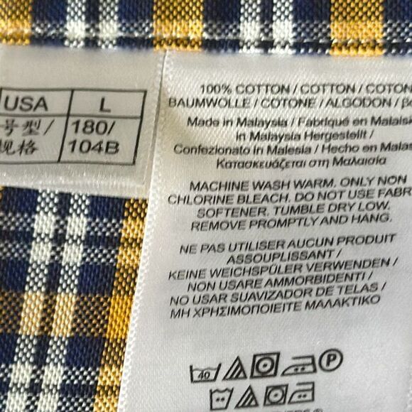 Brooks Brothers Original Polo Shirt Non Iron Supima Cotton size L Blue Yellow - Picture 9 of 10